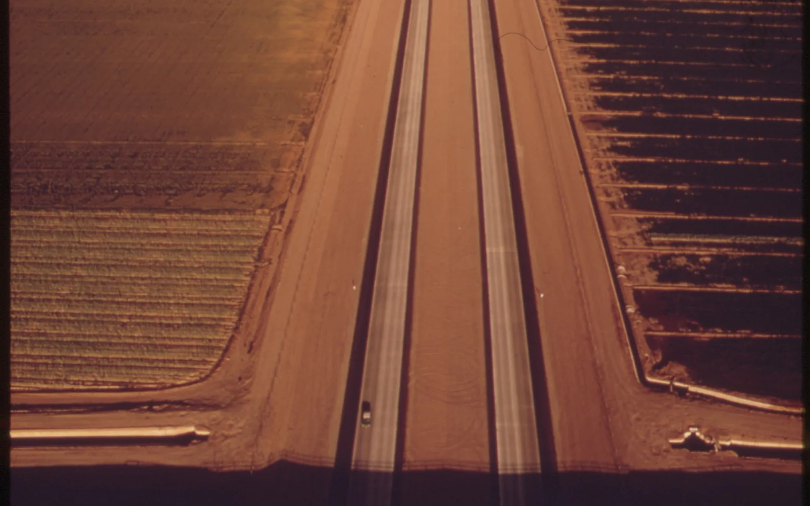 Aerial view of irrigated agricultural fields in California